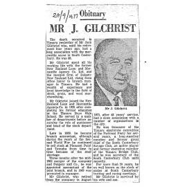 Obituary: Mr J Gilchrist