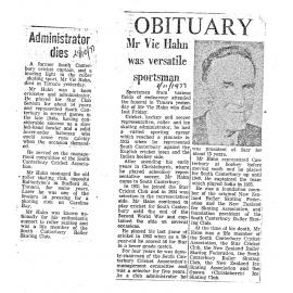 Obituary: Mr Vic Hahn was versatile sportsman, administrator dies