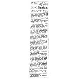 Obituary: Mr C Hanham