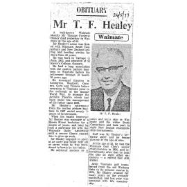 Obituary: Mr T F Healey