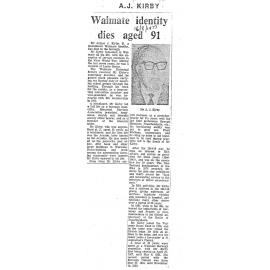 Obituary: A J Kirby, Waimate identity dies aged 91