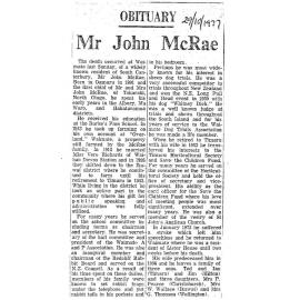 Obituary: Mr John McRae