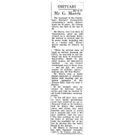 Obituary: Mr G Marra