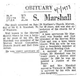 Obituary: Mr E S Marshall