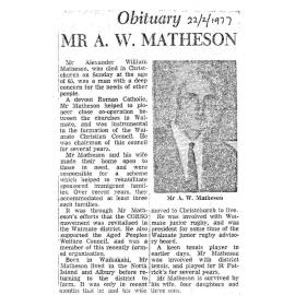 Obituary: Mr A W Matheson