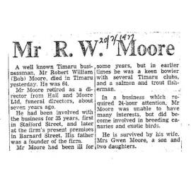 Obituary: Mr R W Moore