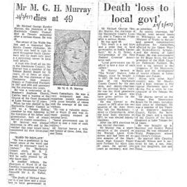 Obituary: Mr M G H Murray dies at 49, Death 'loss to local govt'
