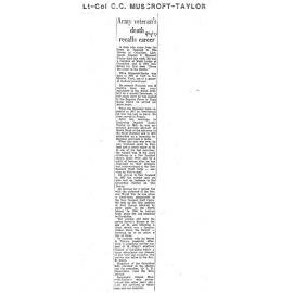 Obituary: Lt-Col C C Muscroft-Taylor, Army veteran's death recalls career