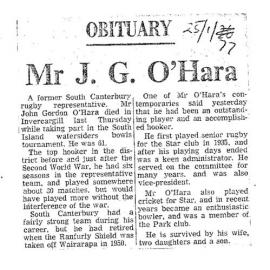 Obituary: Mr J G O'Hara