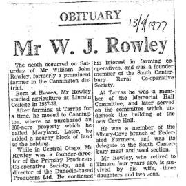 Obituary: Mr W J Rowley