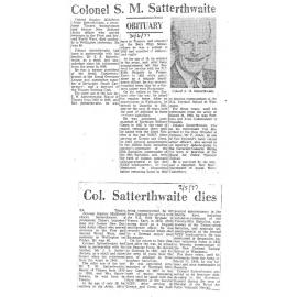 Obituary: Colonel S M Satterthwaite
