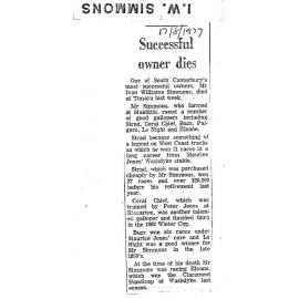 Obituary: L W Simmons, Successful owner dies