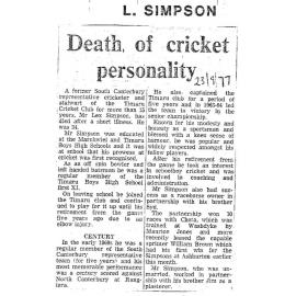 Obituary: L Simpson, Death of cricket personality