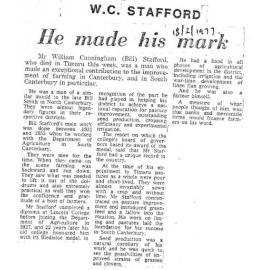 Obituary: Mr W C Stafford, He made his mark