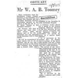 Obituary: Mr W A B Toomey