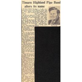 Timaru Highland Pipe Band alters its name