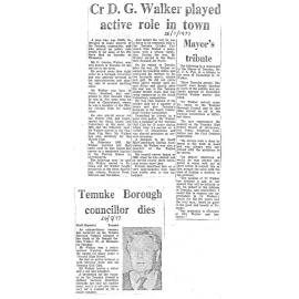 Obituary: Cr D G Walker played active role in town
