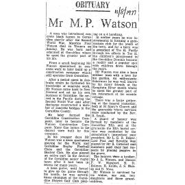 Obituary: Mr M P Watson