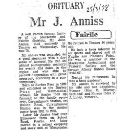 Obituary: Mr J Anniss