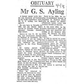 Obituary: Mr G S Ayling