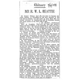 Obituary: Mr R W L Beattie