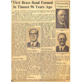 First Brass Band Formed In Timaru 96 Years Ago