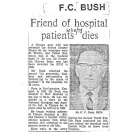 Obituary: F C Bush, Friend of hospital patients dies