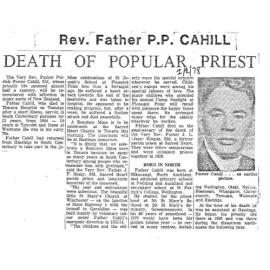 Obituary: Rev Father P P Cahill, Death of popular priest
