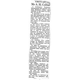 Obituary: Mr A M Colliar