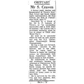 Obituary: Mr S Craven