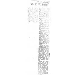 Obituary: Mr H W Davis
