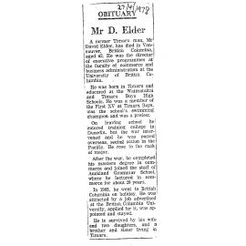 Obituary: Mr D Elder