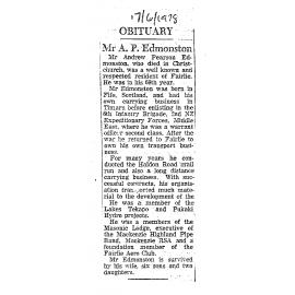 Obituary: Mr A P Edmonston