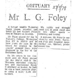 Obituary: Mr L G Foley