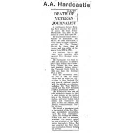 Obituary: A A Hardcastle, Death of veteran journalist