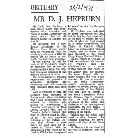 Obituary: Mr D J Hepburn