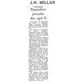 Obituary: J H Millar, Timaru-born journalist dies aged 78