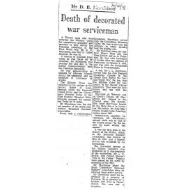 Obituary: Mr D B Murchison, Death of decorated war serviceman