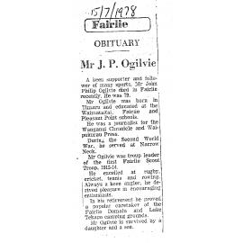 Obituary: Mr J P Ogilvie