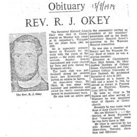 Obituary: Rev R J Okey