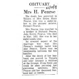 Obituary: Mrs H Pearse