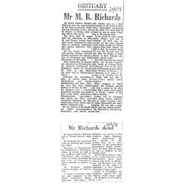 Obituary: Mr M B Richards