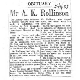 Obituary: Mr A K Rollinson