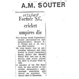 Obituary: A M Souter, Former SC Cricket umpires die