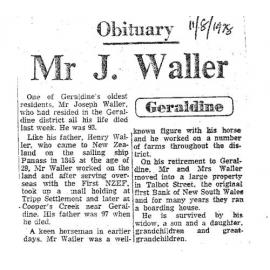 Obituary: Mr J Waller