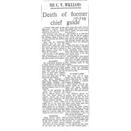 Obituary: Mr C V Williams, Death of former chief guide