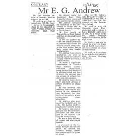 Obituary: Mr E G Andrew