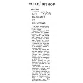 Obituary: W H E Bishop