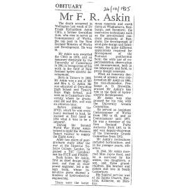 Obituary: Mr F R Askin