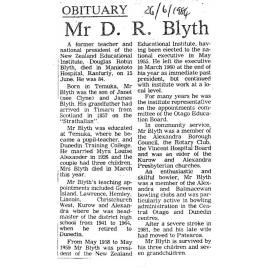 Obituary: Mr D R Blyth